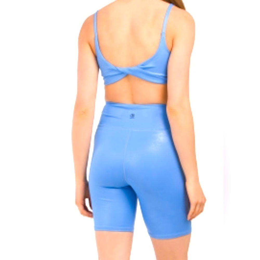 Sage sports bra and bike shorts (two pieces) outfit set blue size xs and medium